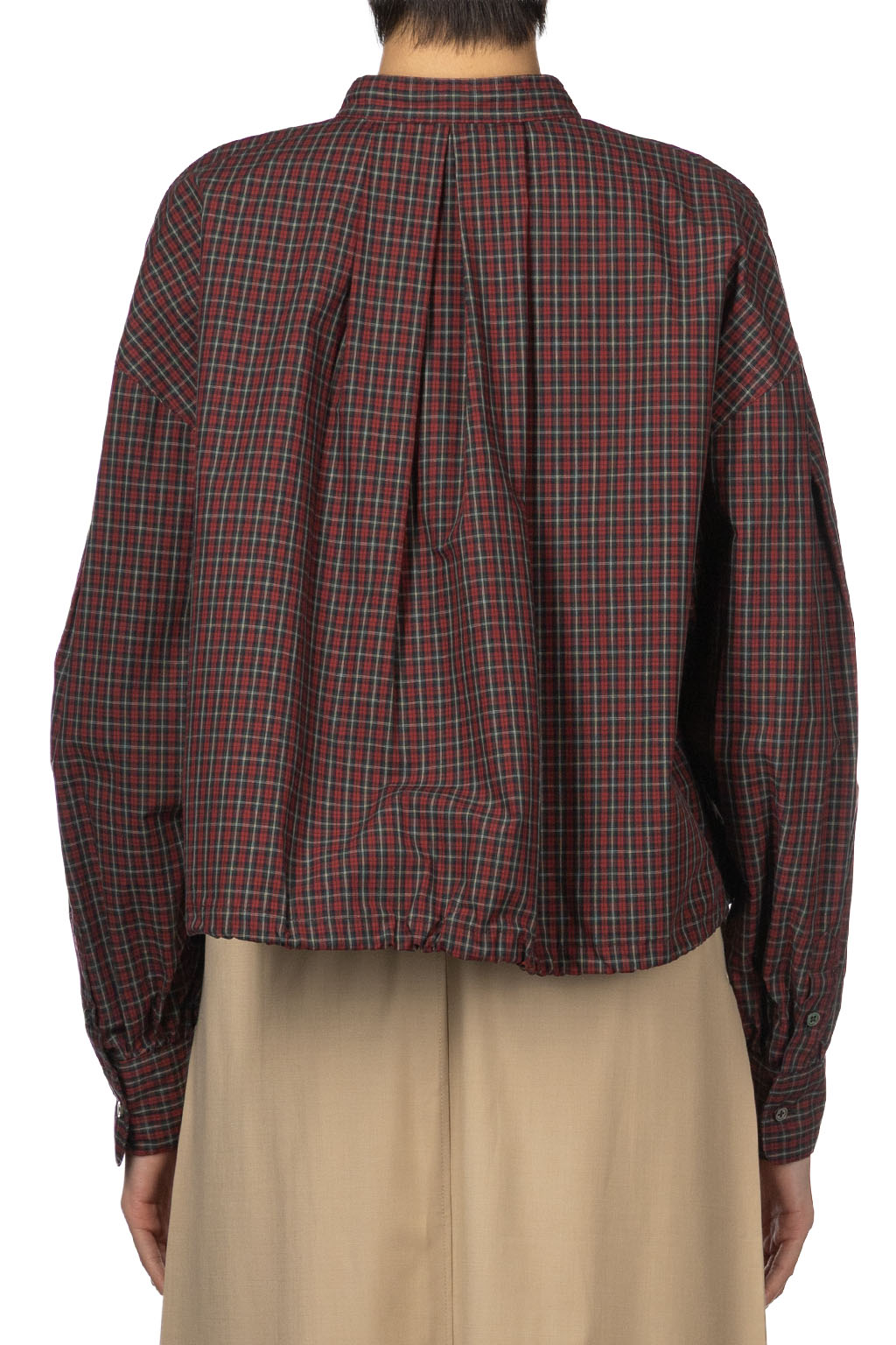 Manon - Tuck Sleeve Check Ribbon Blouse